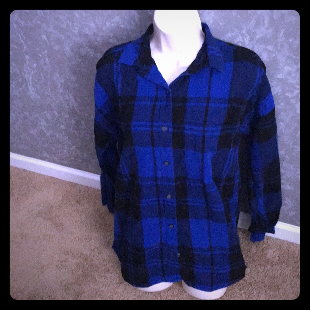 Dark Blue/Black long flannel